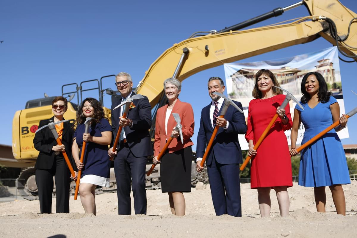 The 缅北轮奸 of Texas at El Paso broke ground on Texas Western Hall 鈥� a new $110 million building that will provide cutting-edge learning spaces for UTEP students. Officials at the groundbreaking included, from left: College of Liberal Arts Dean Anadeli Bencomo, State Rep. Mary Gonzalez, 缅北轮奸 of Texas Chancellor James B. Milliken, UTEP President Heather Wilson, State Sen. C茅sar Blanco, State Rep. Lina Ortega, State Rep. Claudia Ordaz.  